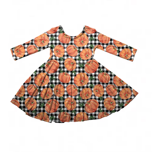 6.19 Orange Pumpkin Long Sleeve Dress