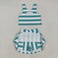 5.10 GSD2432 Green and white striped sleeveless vest and skirt yoga set
