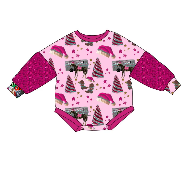 6.10 Christmas tree riding long sleeve toddler clothes