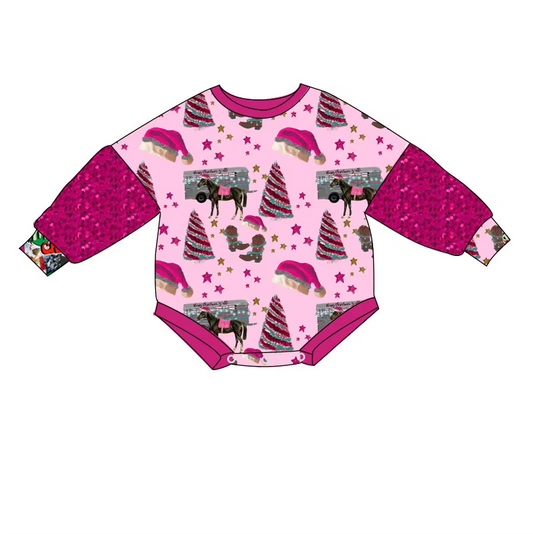 6.10 Christmas tree riding long sleeve toddler clothes