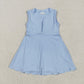 4.28 GSD2088 Solid color haze blue zipper yoga sleeveless dress