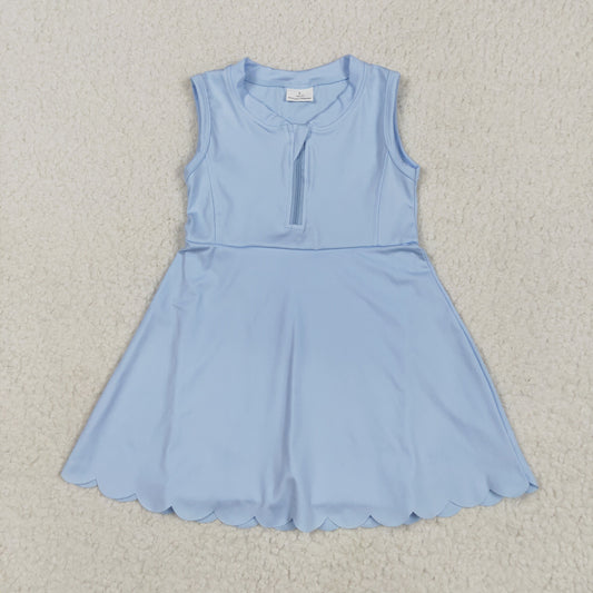 4.28 GSD2088 Solid color haze blue zipper yoga sleeveless dress