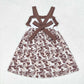 GSD1272 Duck Turkey Deer Brown Lace Bow Sleeveless Dress