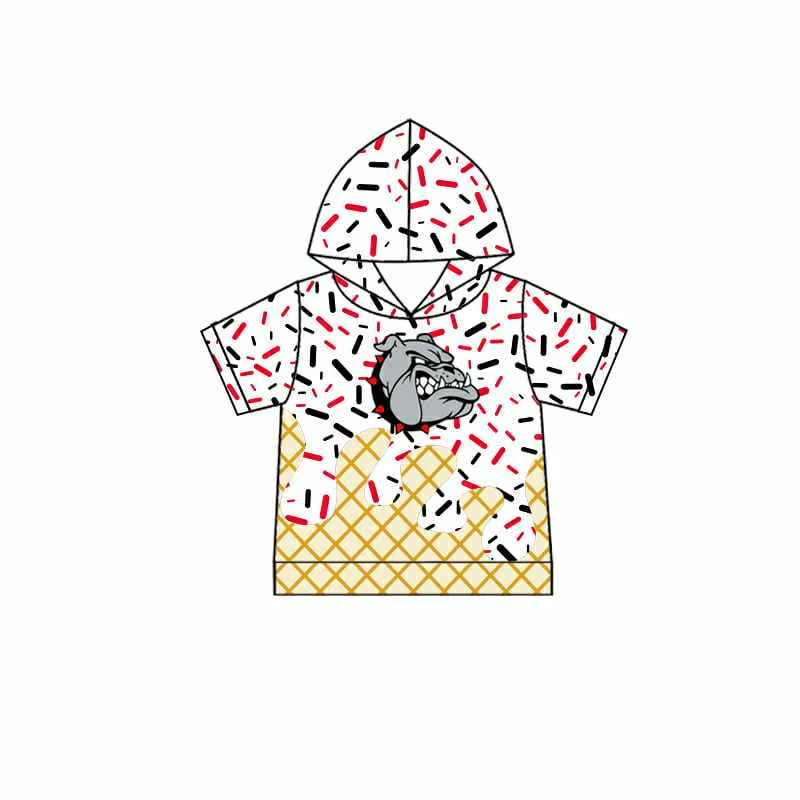 7.1Preorder (moq 5)Baby Boys White Short Sleeves Bulldogs Drip Team Hoodies Top