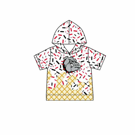 7.1Preorder (moq 5)Baby Boys White Short Sleeves Bulldogs Drip Team Hoodies Top