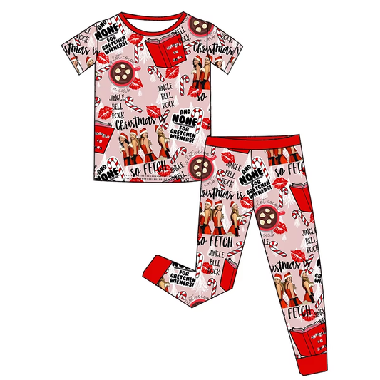6.25 Letter Cartoon Short Sleeve Pants Suit