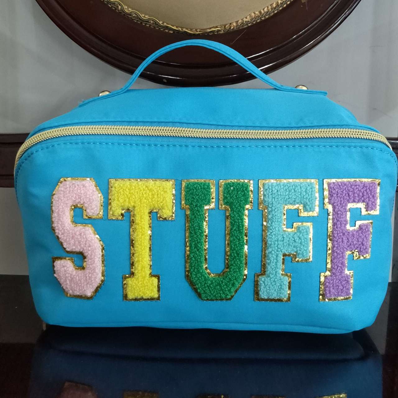 stuff Cosmetic bag blue kids girls Zipper carrying bag