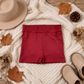 RTS NO MOQ yoga fabric SS0960 Baby Girls Red Yoga Active Pockets Short Bottoms
