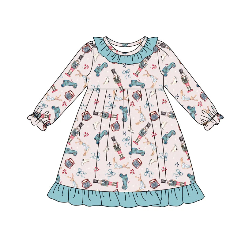 8.9Preorder (moq 5)Baby Girls Soldiers Bows Plaid Ruffle Knee Length Dresses