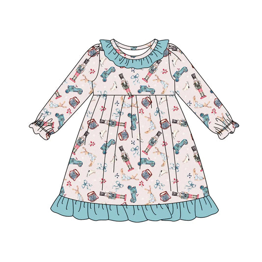 8.9Preorder (moq 5)Baby Girls Soldiers Bows Plaid Ruffle Knee Length Dresses
