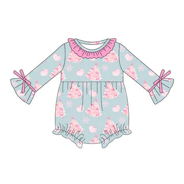 5.23 Christmas tree pink long-sleeved toddler clothes