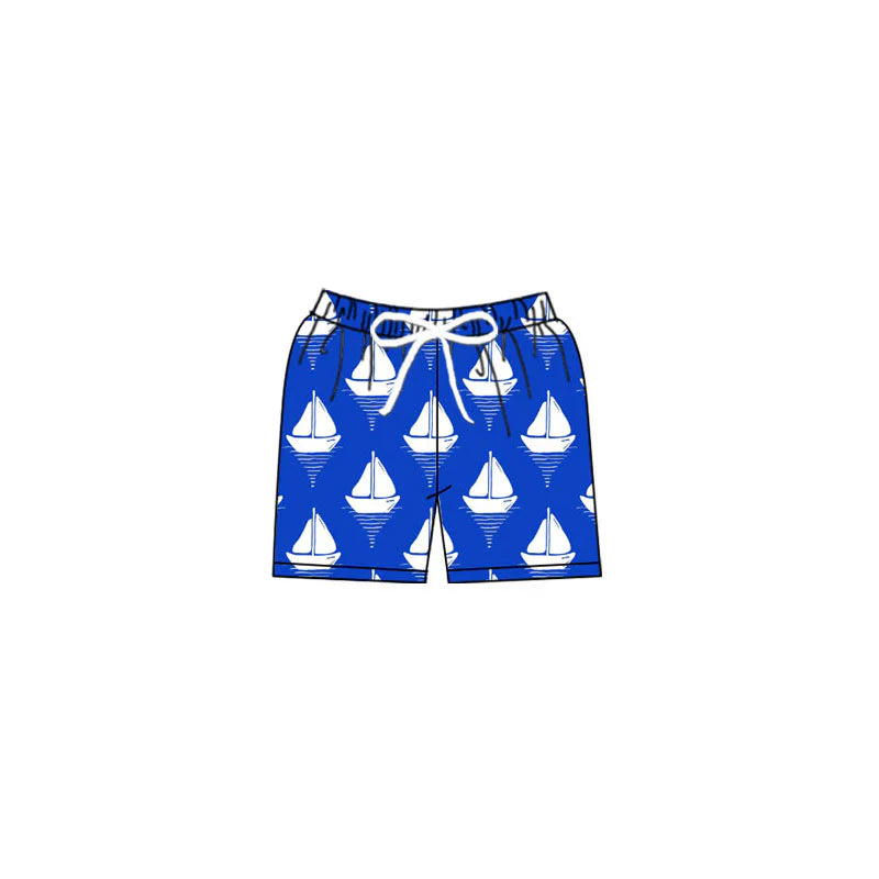 X11.18Preorder(moq 5) Baby Boys Hot Blue Boats Swimming Trunks
