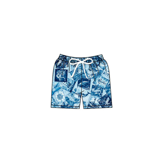 X11.18Preorder(moq 5) Baby Boys Blue Sea World Swimming Trunks