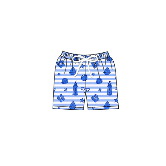 X11.18Preorder(moq 5) Baby Boys Blue Stripe Sea World Swimming Trunks