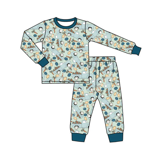 X11.21 Preorder(moq 5) Baby Boys Carrots Eggs Trucks Pants Easter Pajamas Sets