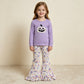 NEW RTS NO MOQ milk silk GLP3618 Embroidery Flowers Ghost Pumpkins Baby Girls Ruffle Bell Bottom Pant Halloween Set