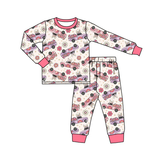 X11.21 Preorder(moq 5) Baby Girls Flowers Eggs Trucks Pants Easter Pajamas Sets