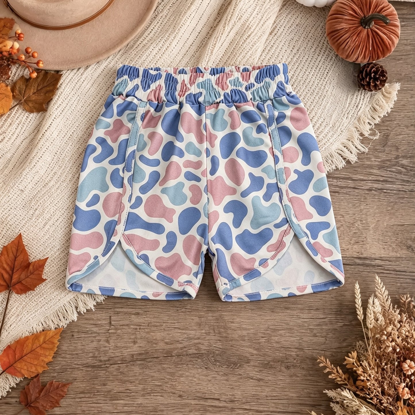 NEW RTS NO MOQ milk silk SS0856 Mama and Me Girls Blue Pink Camo Shorts Bottom