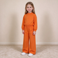 NEW RTS NO MOQ milk silk GLP3414 Baby Girls Orange Choker Shirt Top Pockets Flare Pant Fall Pajamas Clothes Sets