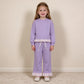 NEW RTS NO MOQ milk silk GLP3755 Baby Girls Lavender Long Sleeve Top Ruffle Pant Fall Clothes Set
