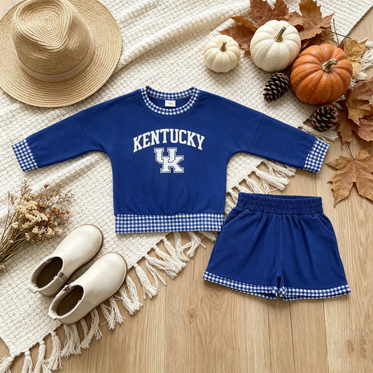 NEW RTS NO MOQ Vinyl GLS0164 Baby Girls Vinyl  Long Sleeve Top Pockets Short Team Clothes Set