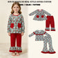 RTS NO MOQ Sibling milk silk Baby Girls Santa Green Stripe Pockets Top Bell Bottom Pant Christmas Clothes Sets