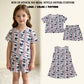 RTS NO MOQ Sibling milk silk Baby Girls Patriots Bows Stripe Top Pockets Short Team Scallop Clothes Sets Dress