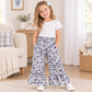 NEW RTS NO MOQ Yoga  P1054 Baby Girls Grey Camo Yoga Active Ruffle Flare Pants Bottom