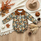 NEW RTS NO MOQ milk silk LR3048 Baby Boys Camo Print Long Sleeve Zipper Romper