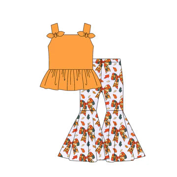 5.2 Orange suspender bow girl suit