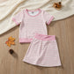 RTS NO MOQ yoga GSD4159 Baby Girls Light Pink Stripe Top Skirt Shorts Yoga Active Clothes Sets