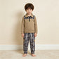 NEW RTS NO MOQ milk silk BLP1446 Baby Boys Khaki Zip Pullover Leaves Camo Pockets Jogger Clothes Sets