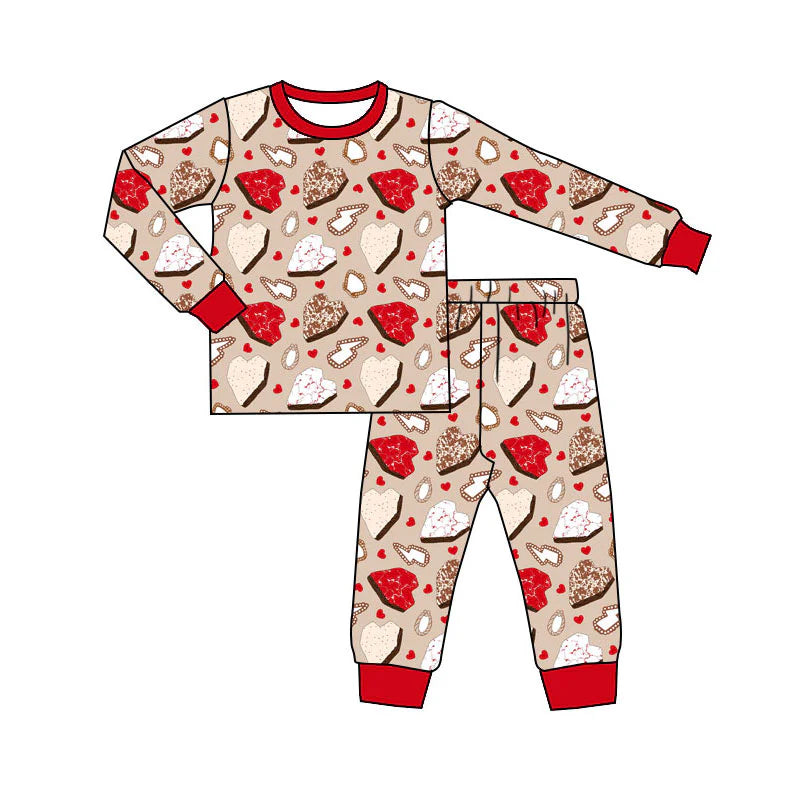 X11.12Preorder(moq 5) Baby Girls Turquoises Hearts Top Pants Western Valentines Pajamas Sets