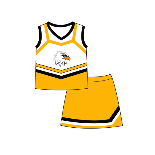 7.3Preorder(moq 5) Baby Girls Eagles Cheer Teams Top Skirt Clothes Sets