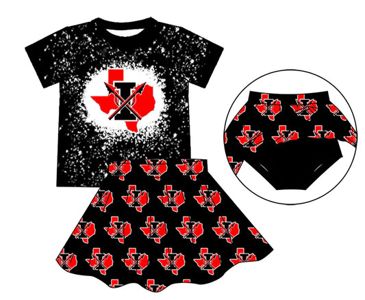 7.3Preorder (moq 5)Baby Girls Black I Top Bummie Skorts Team Sets