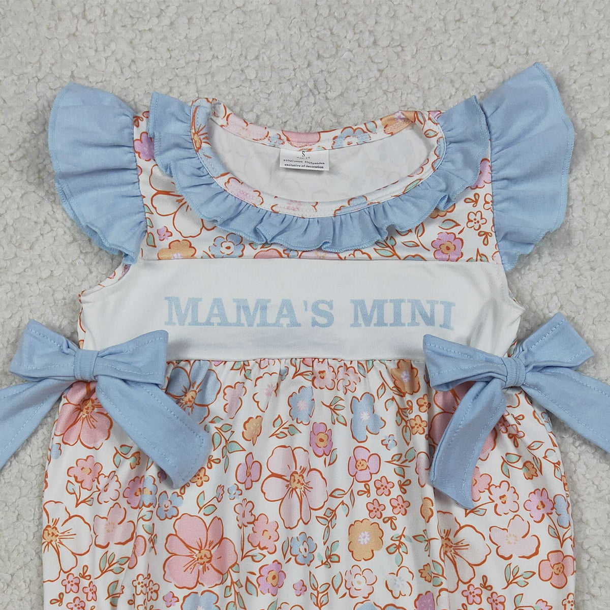 SR3973 Sibling Baby Girls Flowers Mama's Mini Ruffle Romper Scallop Tunic Short Clothes Sets