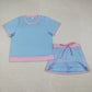 3.28 GSD3674 Light blue pink cotton top skirt adult women outfits