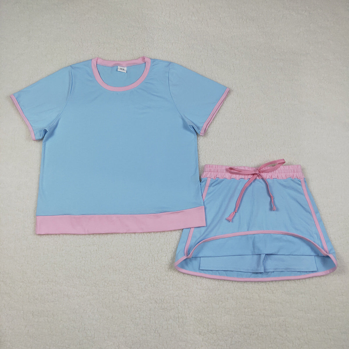 3.28 GSD3674 Light blue pink cotton top skirt adult women outfits