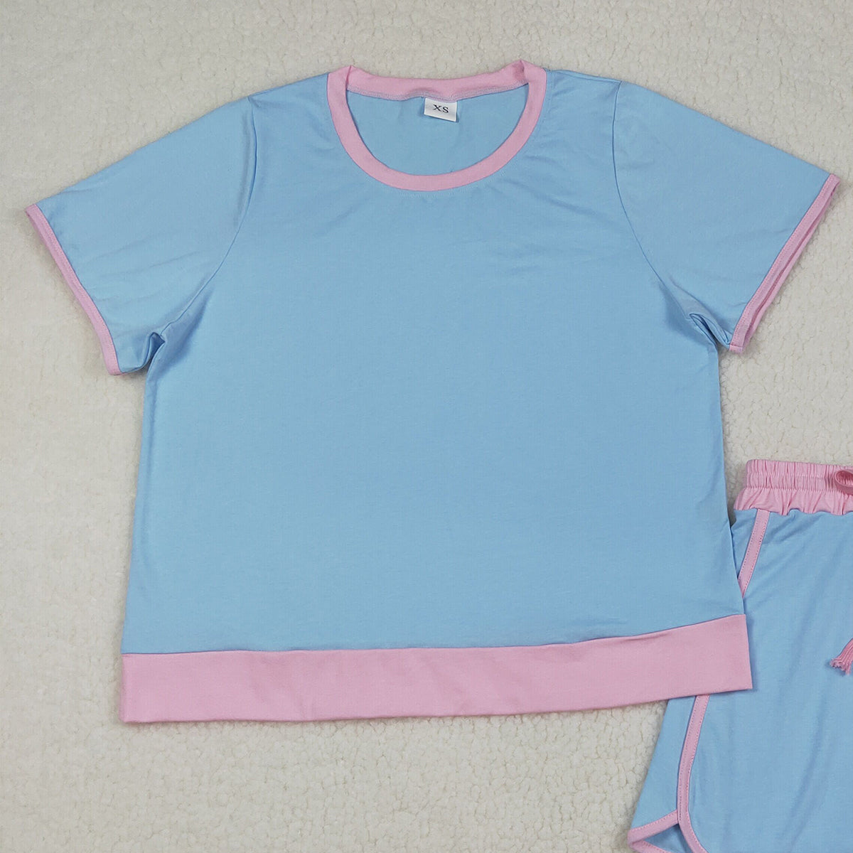 3.28 GSD3674 Light blue pink cotton top skirt adult women outfits