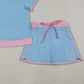 3.28 GSD3674 Light blue pink cotton top skirt adult women outfits