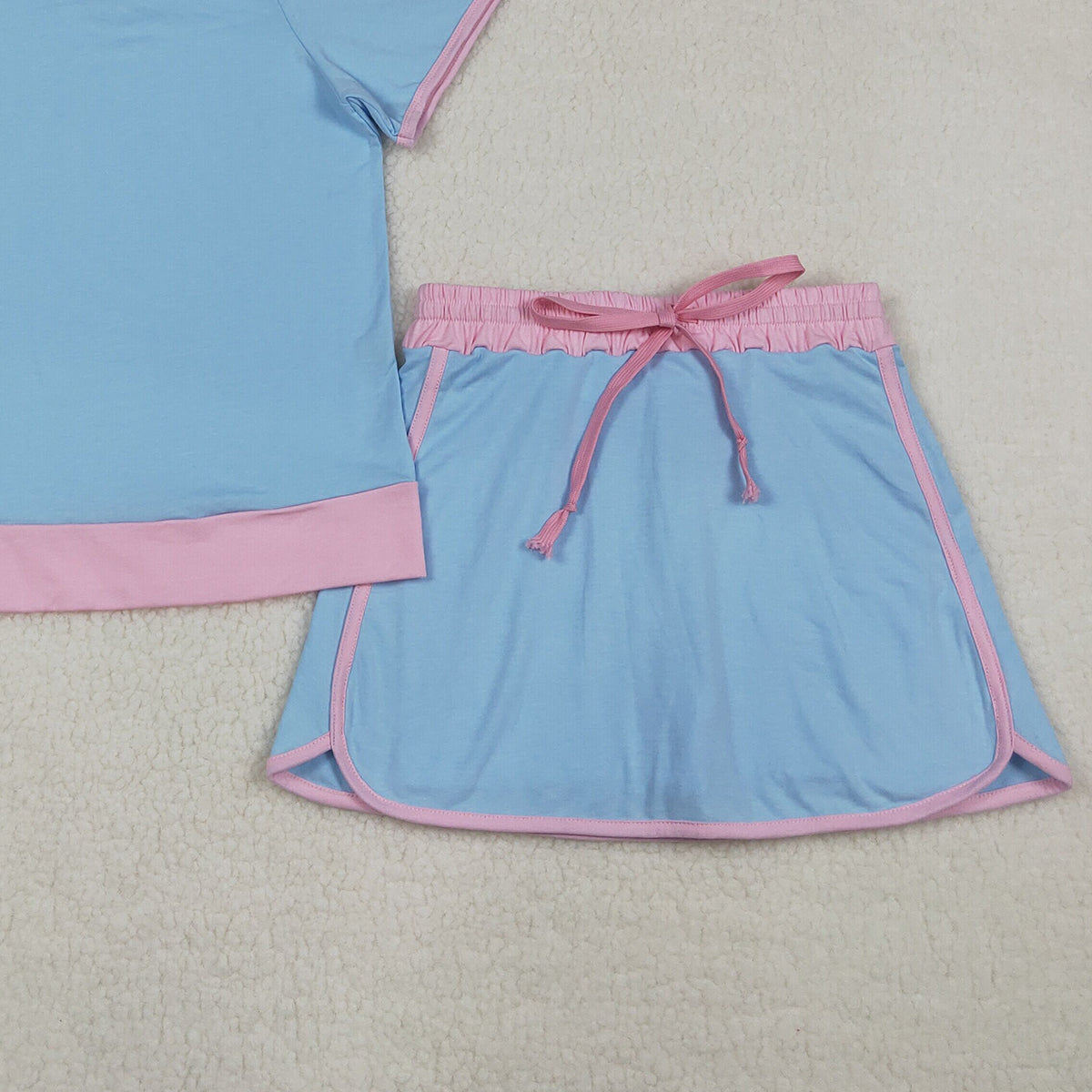 3.28 GSD3674 Light blue pink cotton top skirt adult women outfits