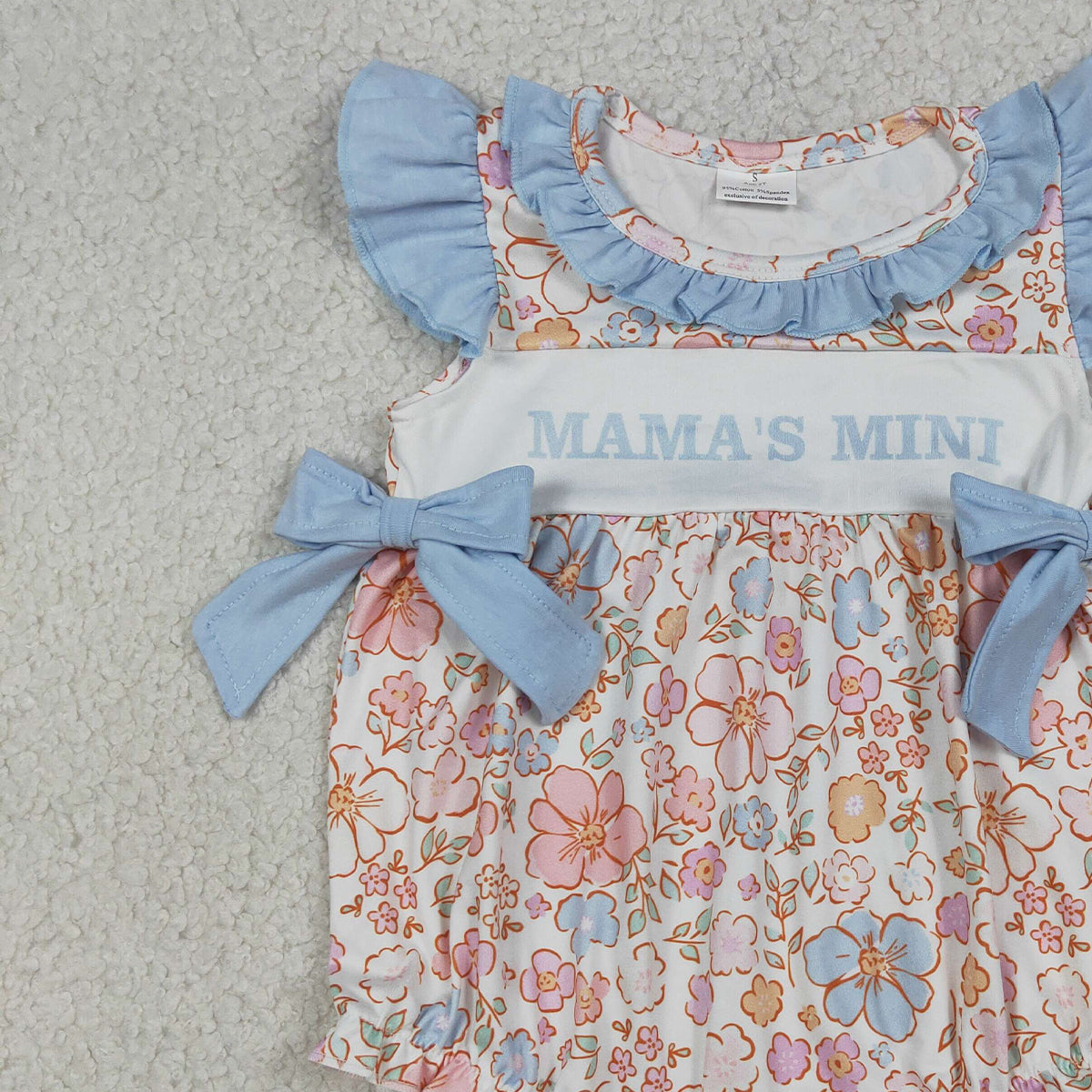 SR3973 Sibling Baby Girls Flowers Mama's Mini Ruffle Romper Scallop Tunic Short Clothes Sets