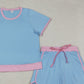 3.28 GSD3674 Light blue pink cotton top skirt adult women outfits
