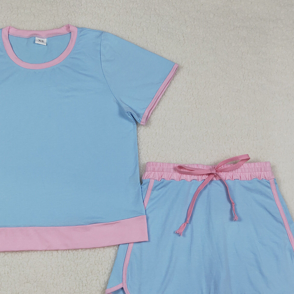 3.28 GSD3674 Light blue pink cotton top skirt adult women outfits