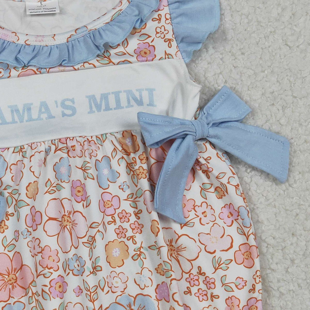 SR3973 Sibling Baby Girls Flowers Mama's Mini Ruffle Romper Scallop Tunic Short Clothes Sets