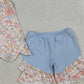 4.1 GSSO3393 Baby Girls Sleeveless Colorful Flowers Scallop Tunic Ruffle Shorts Clothes Set