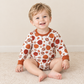 NEW RTS NO MOQ milk silk LR3235 Baby Boys Long Sleeve Football Pumpkins Fall Romper