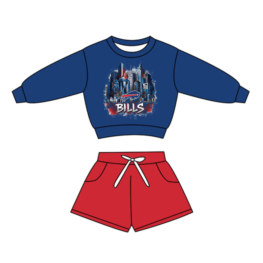 X12.19 Preorder(moq 5)Baby Boys Long Sleeve Bills Top Pockets Shorts Team Clothes Sets