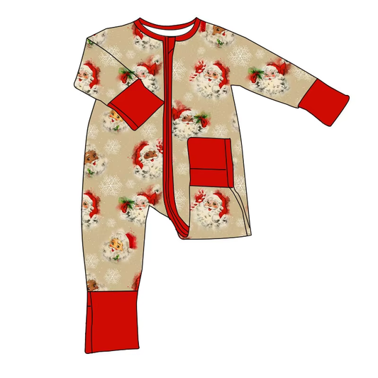 6.20 Santa Claus red zipper long-sleeved toddler clothes