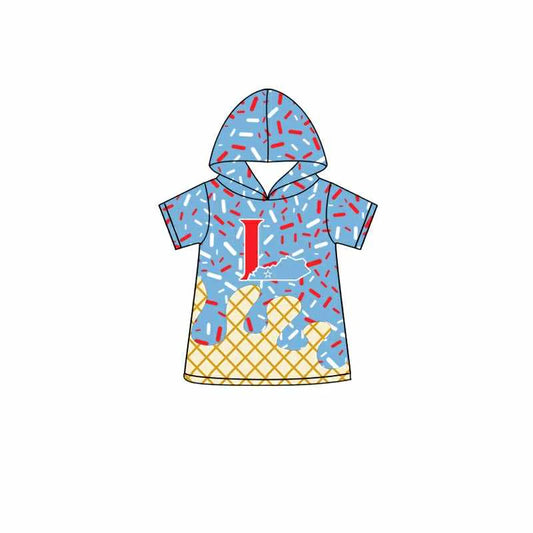 6.30Preorder (moq 5)Baby Boys Blue Short Sleeves L Drip Team Hoodies Top